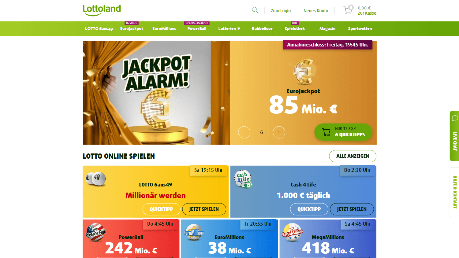 Lottoland Casino Desktop screenshot